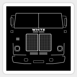 White Road Commander 1970s classic truck white outline graphic Sticker